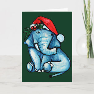 Söt jul elefant jultomte hatt kort