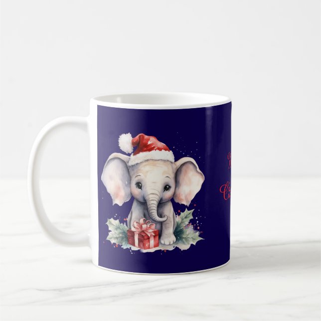 Söt jul elefant kaffemugg (Vänster)