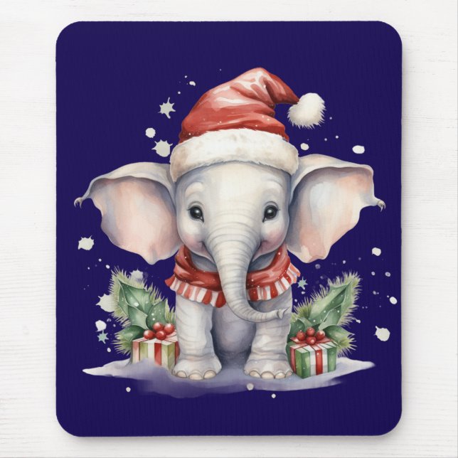 Söt jul elefant musmatta (Framsidan)
