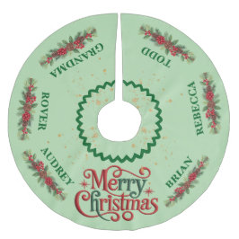 Söt jul Garland Träd Skirt med Namn Julgransmatta Borstad Polyester