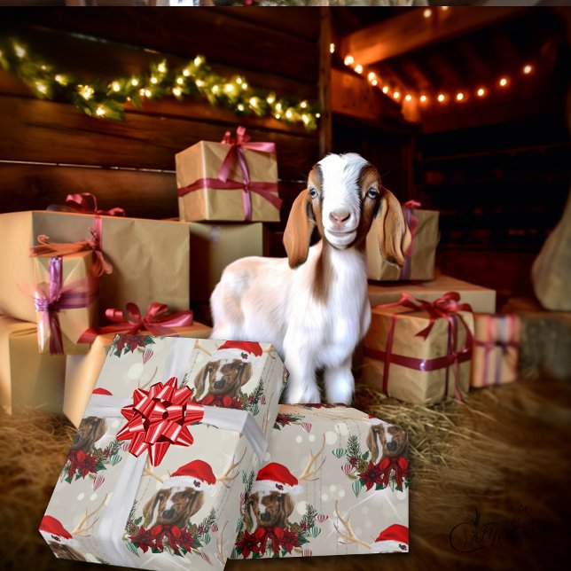 Söt Jul Goat Boer Kid WAN Presentpapper (Skapare uppladdad)