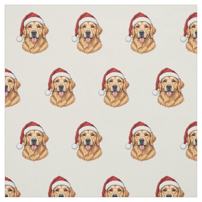 Söt jul golden retriever hund med tomtehatt tyg (Provkarta)