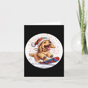 Söt jul Golden Retriever hund snowboard S Kort