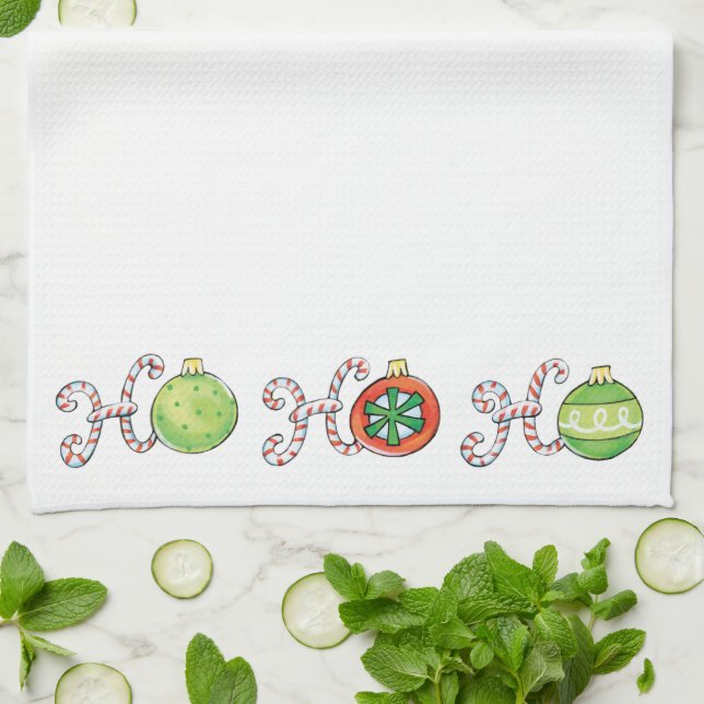 Söt jul Ho Ho Ho, godisstavarprydnader Kökshandduk (Vikta)