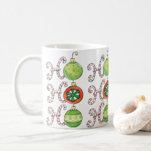 Söt jul Ho Ho Ho, godisstavsornamenten Kaffemugg