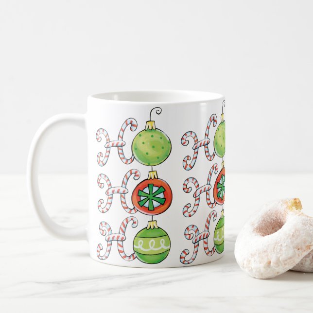 Söt jul Ho Ho Ho, godisstavsornamenten Kaffemugg (Med munk)