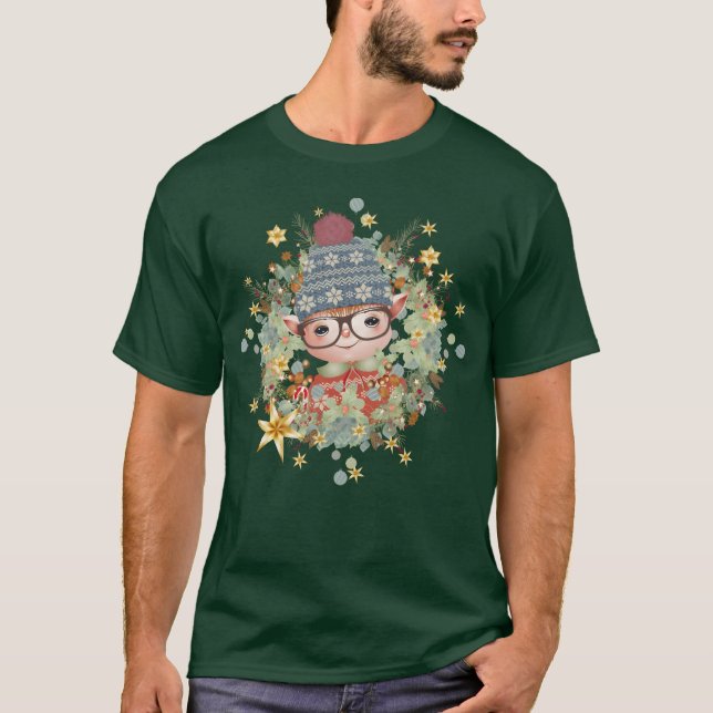 Söt jul i ram för julpojken t shirt (Framsida)