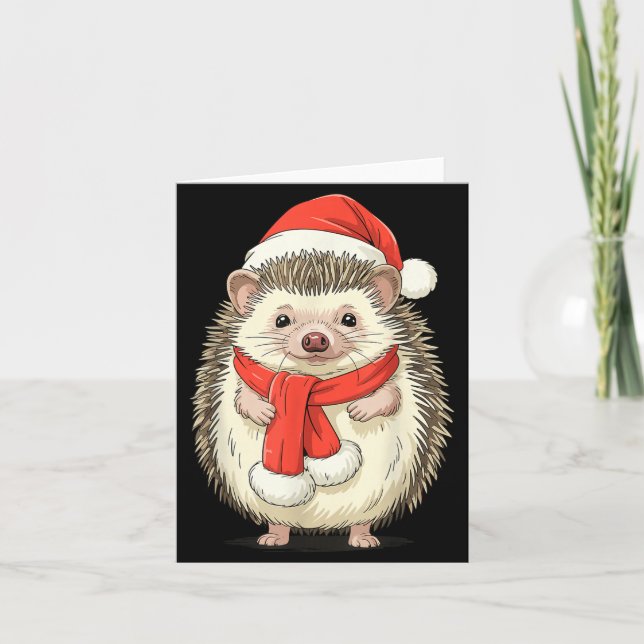 Söt jul igelkott jultomte  kort (Framsida)