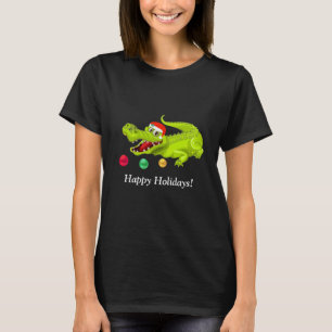 Söt jul krokodil. Gröna Guld & Röda bollar T Shirt