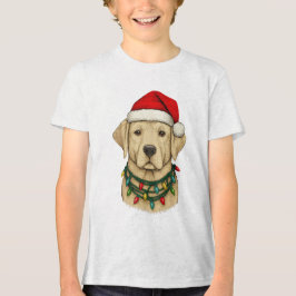 Söt jul-labrador med tomtehatt och högtid t shirt