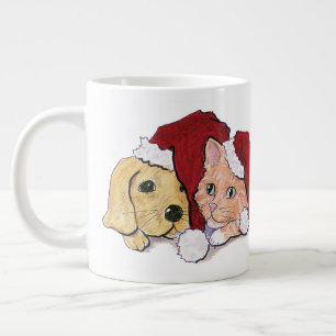 Söt jul Labradortvalp och orange tabby Jumbo Mugg