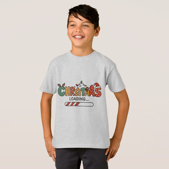 Söt jul-lastningsdekal t shirt (Hel framsida)
