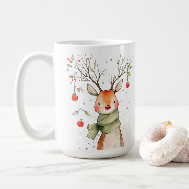 Söt jul med personlig hjort kaffemugg (Med munk)