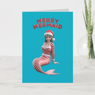 Söt jul-mermaid högtidskort kort