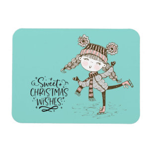 Söt jul Önskemål Ice Skating Magnet