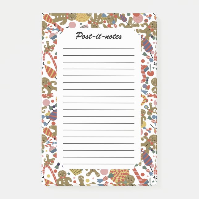 Söt jul Pepparkaksgubbe Candy cane Delight Post-it Block (Framsida)