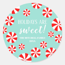 Söt jul | Peppermint Candy Helgdag Runt Klistermärke