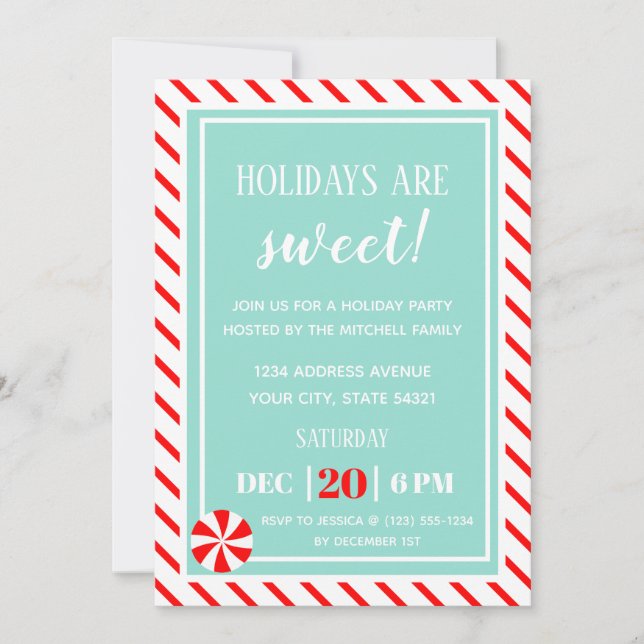 Söt jul | Permint jul Party Inbjudningar (Framsida)