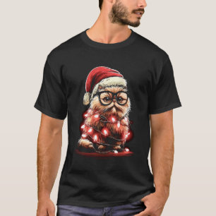 Söt jul perserkatta med glasögon tomteluva  t shirt