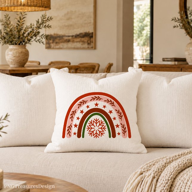Söt jul regnbåge boho kuddfodral kudde (Cute Christmas Rainbow Boho Cushion Pillow)