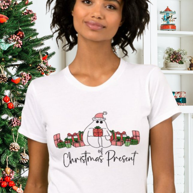 Söt Jul Roligt Julfirande T Shirt (Cute Modern Humor Cartoon Ghost Of Christmas T-Shirt )