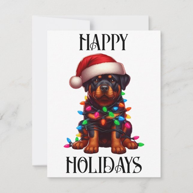 Söt jul-Rottweiler  Julkort (Framsida)