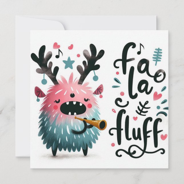 Söt jul sångare "fa la fluff" julkort (Framsida)