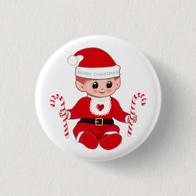 Söt jul Santa Baby  & sockerrör Knapp (Framsida)