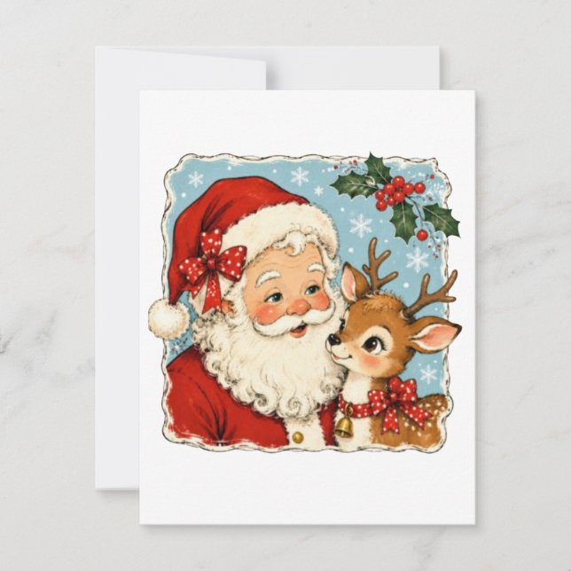 Söt jul Santa renar Inbjudningar (Framsida)