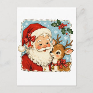 Söt jul Santa renar Meddelande Vykort