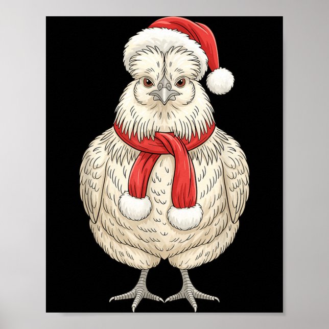 Söt jul Silkkyckling Tomte Gårdsdjur  Poster (Framsidan)