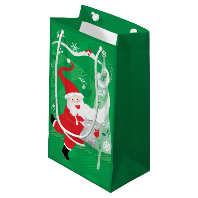 Söt jul, sjungande och dansande tomte (Framsidan Vinklad)