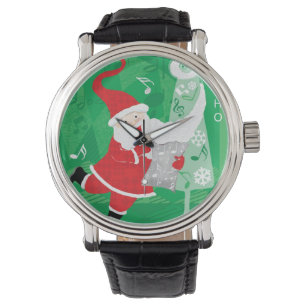 Söt jul, sjungande och dansande tomte armbandsur