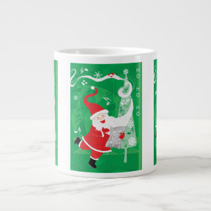 Söt jul, sjungande och dansande tomte jumbo mugg