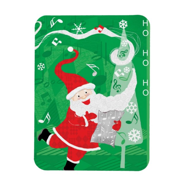 Söt jul, sjungande och dansande tomte magnet (Vertikal)