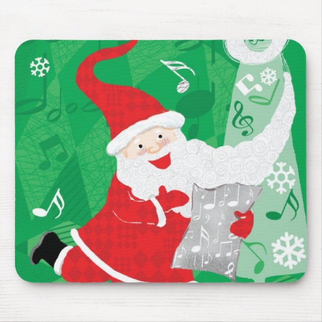 Söt jul, sjungande och dansande tomte musmatta (Framsidan)