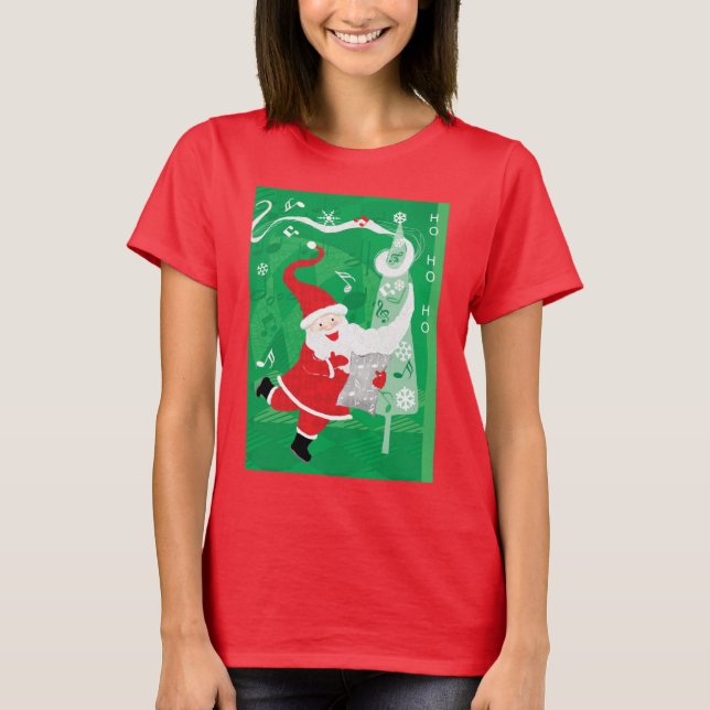 Söt jul, sjungande och dansande tomte tee (Framsida)