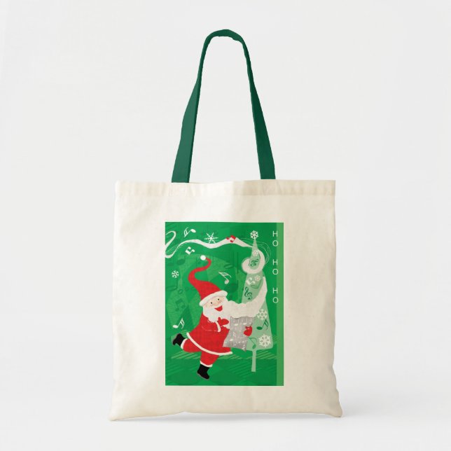 Söt jul, sjungande och dansande tomte tygkasse (Framsidan)