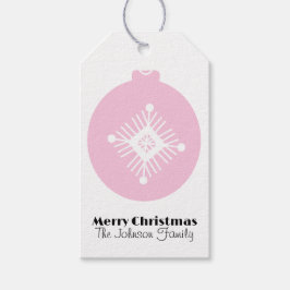 Söt jul snöflinga rosa prydnad familj presentetikett