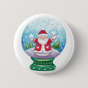 Söt jul snöglob jul tomte, stjärna, fågel knapp