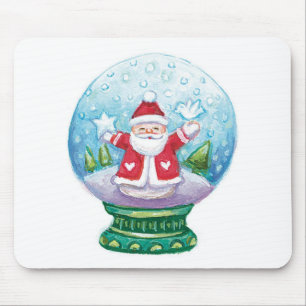 Söt jul snöglob jul tomte, stjärna, fågel musmatta