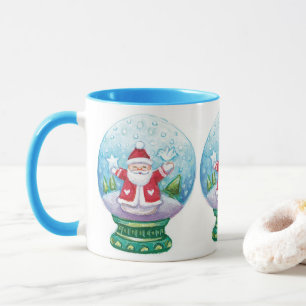 Söt jul snöglob Santa Claus, stjärna, fågel Mugg
