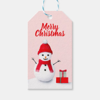 Söt jul snöman pastell vattenfärg trendig presentetikett