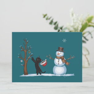 Söt jul snömannen katt älskare Xmas vinter Julkort