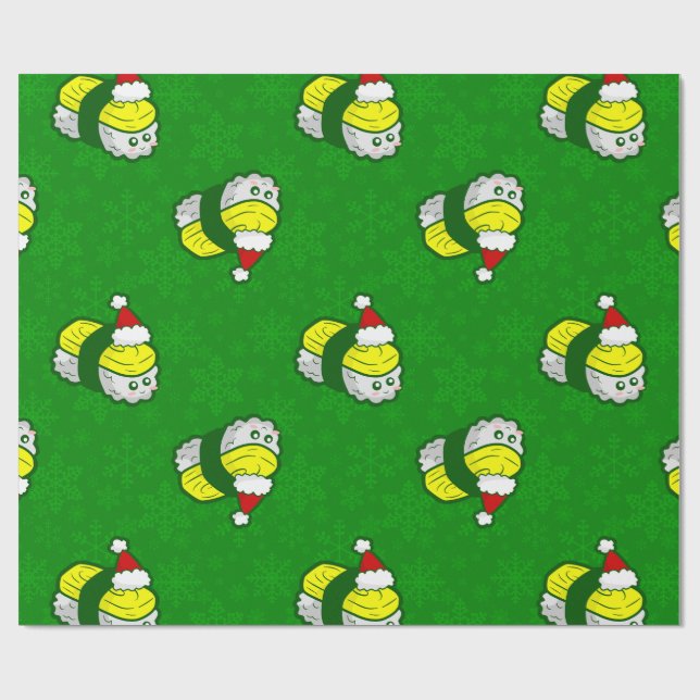 söt jul tamago sushi tomte snöflinga presentpapper (Platt)