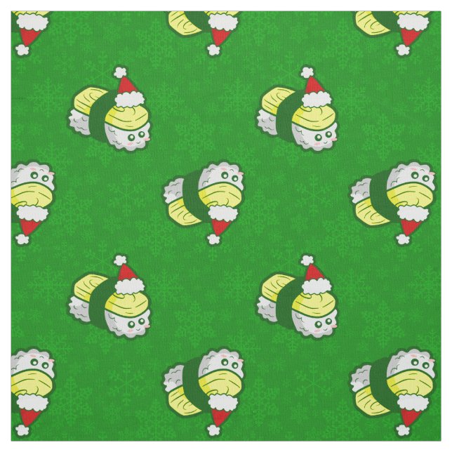 söt jul tamago sushi tomte snöflinga tyg (Provkarta)