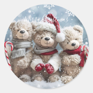 Söt jul-teddybjörn-dekal runt klistermärke