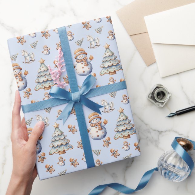 Söt jul-tomte-gran-gingerbread-mönster presentpapper (Gifting)