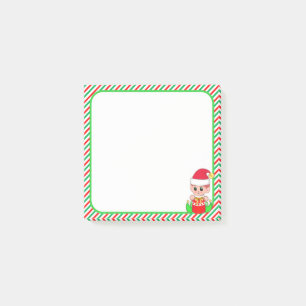 Söt jul-tomte & Grön, Röd & Vit Ram Post-it Block