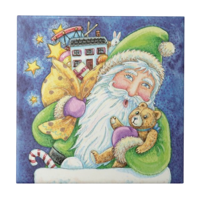 Söt jul, Tomte i skorsten med leksaker Kakelplatta (Framsidan)
